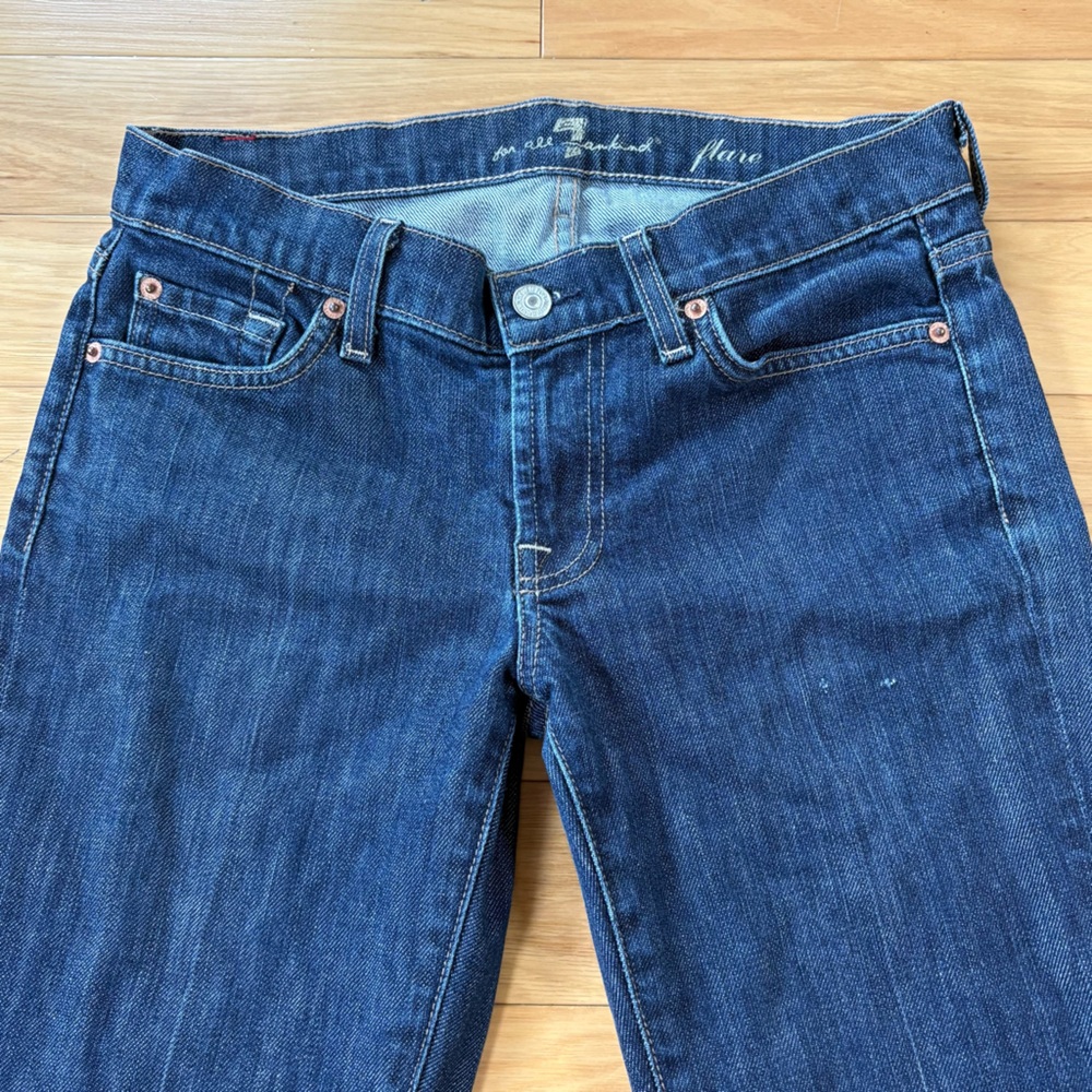 7 For All Mankind Flare Jeans Womens Sz 28 Reg VTG Dark Wash Low Rise Denim Y2K - Picture 5 of 10